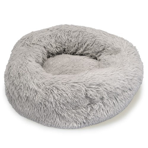 Cama redonda suave gris claro